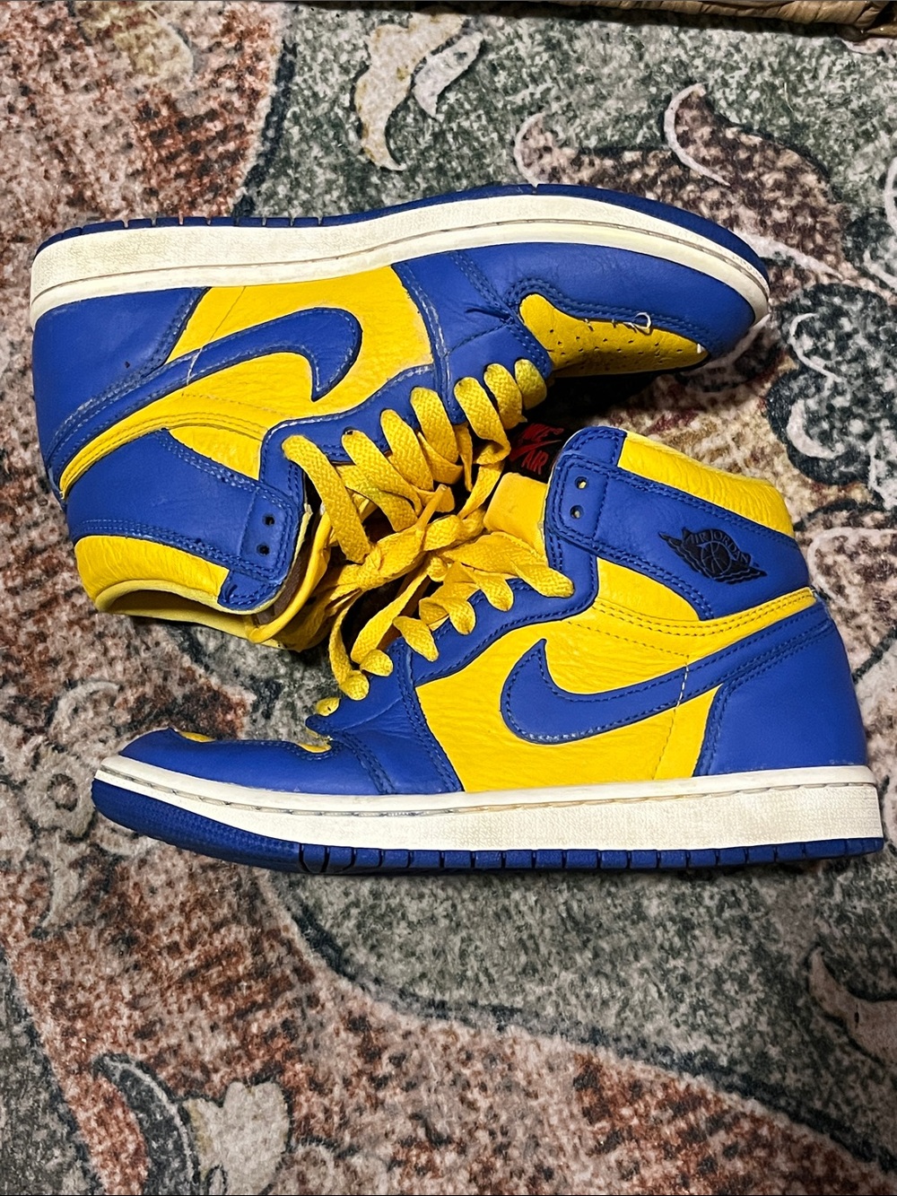 Nike Air Jordan 1 Mid Blue and Yellow Men's Sneakers